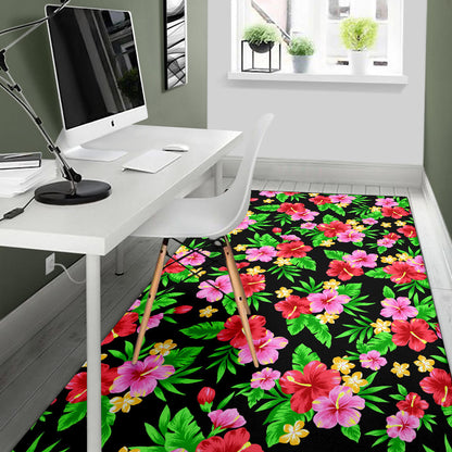 Pink Red Hibiscus Pattern Print Design HB023 Area Rugs