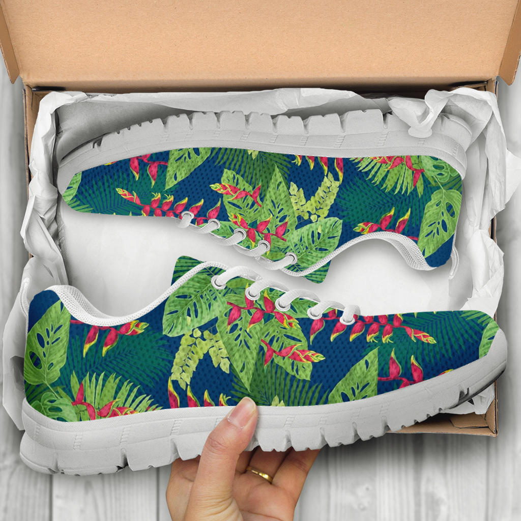 Heliconia Pattern Print Design HL08 Sneakers White Bottom Shoes