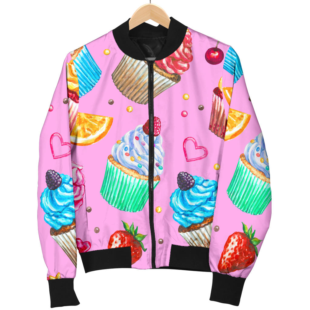 Cupcake Pattern Print Design CP05 Men Bomber Jacket