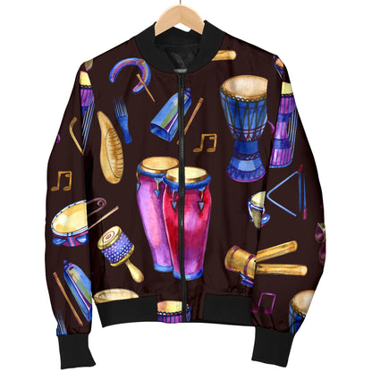 Percussion Neon Pattern Print Design 04 Women's Bomber Jacket