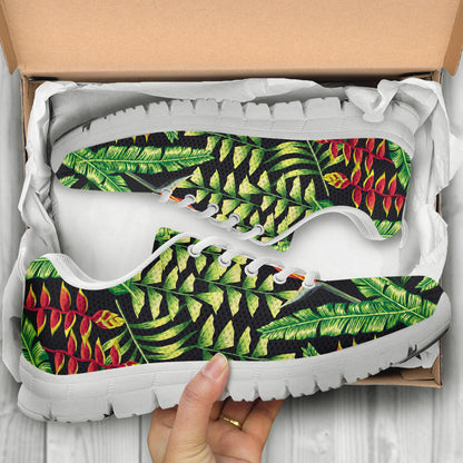 Hawaiian Flower Tropical Palm Leaves Sneakers White Bottom Shoes