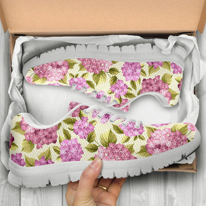 Hydrangea Pattern Print Design HD05 Sneakers White Bottom Shoes