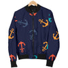 Anchor Pattern Print Design 05 Women's Bomber Jacket