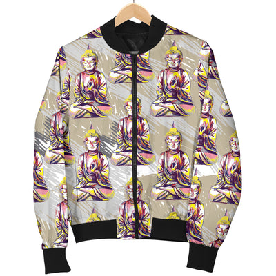 Buddha Pattern Print Design 07 Women's Bomber Jacket