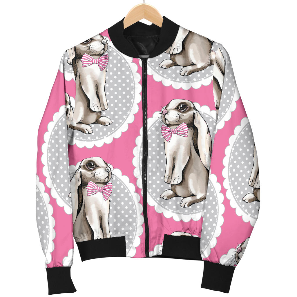 Rabbit Pattern Print Design RB019 Women Bomber Jacket