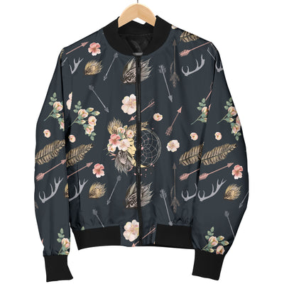 Bohemian Pattern Print Design 09 Women's Bomber Jacket