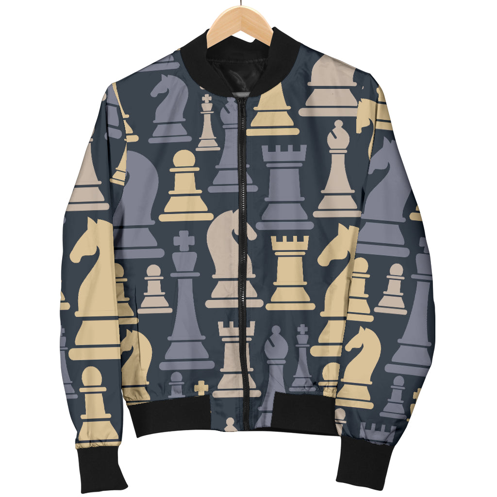 Chess Pattern Print Design 04 Women's Bomber Jacket