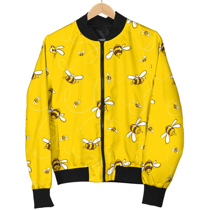Bee Pattern Print Design 05 Women's Bomber Jacket