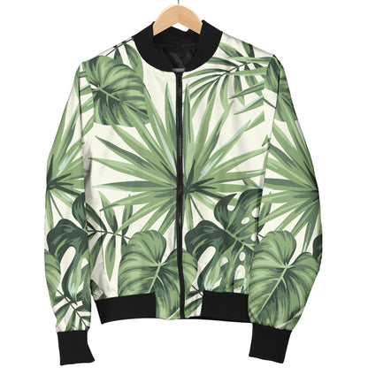 Palm Leaf Pattern Print Design A02 Women's Bomber Jacket
