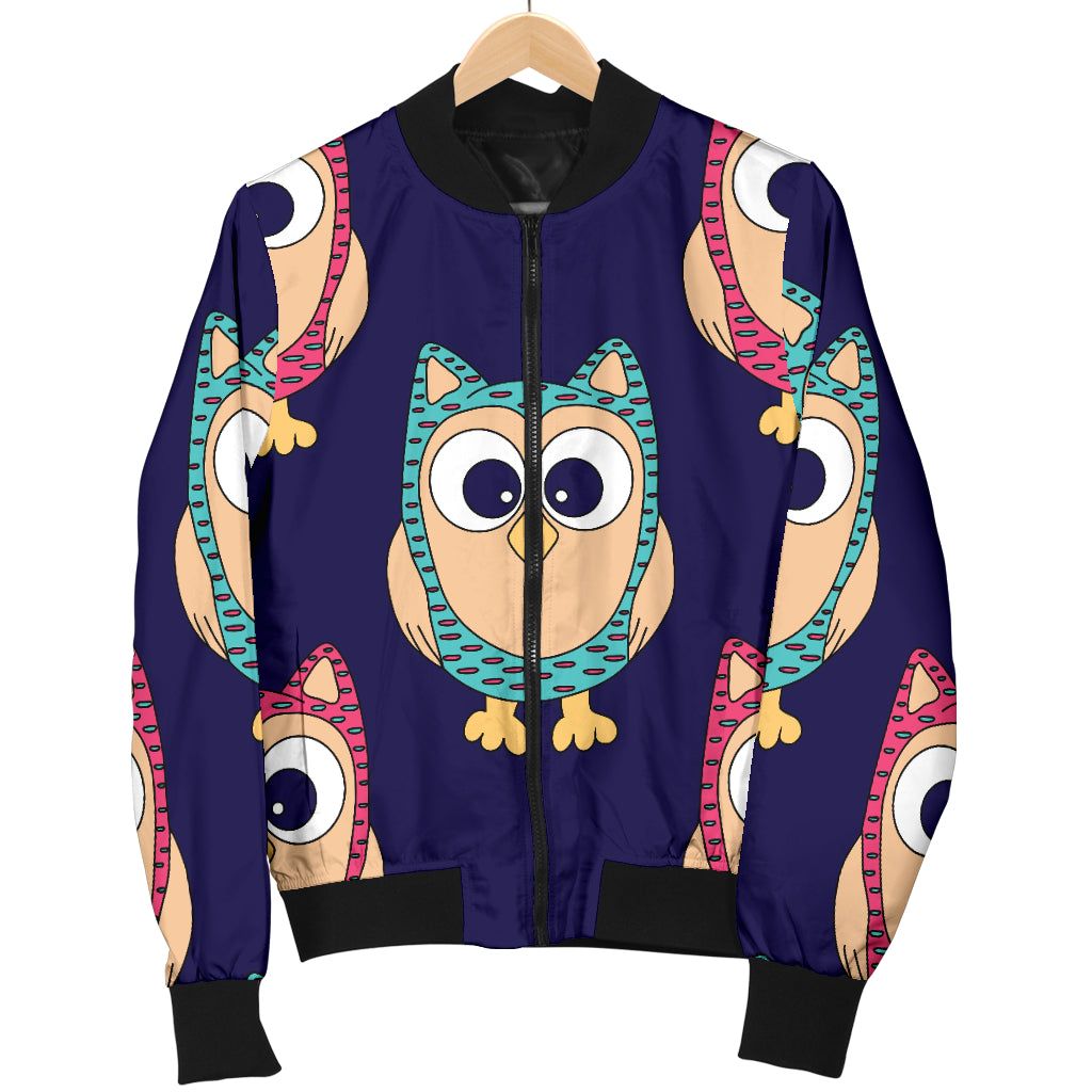 Owl Pattern Print Design A06 Women's Bomber Jacket