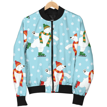 Polar Bear Pattern Print Design PB07 Men Bomber Jacket