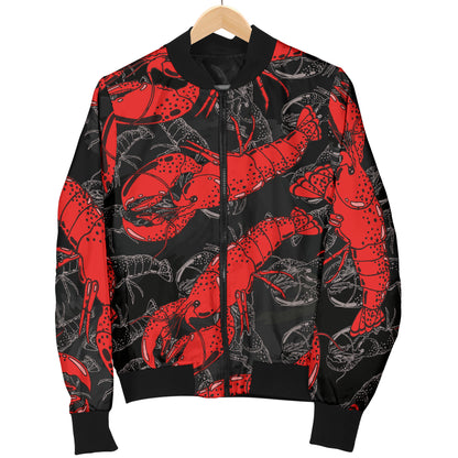 Lobster Pattern Print Design 04 Women's Bomber Jacket