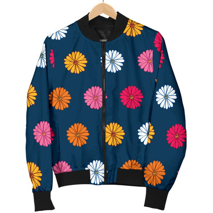 Gerberas Pattern Print Design GB06 Women Bomber Jacket