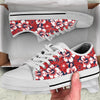 Red Hibiscus Pattern Print Design HB01 White Bottom Low Top Shoes