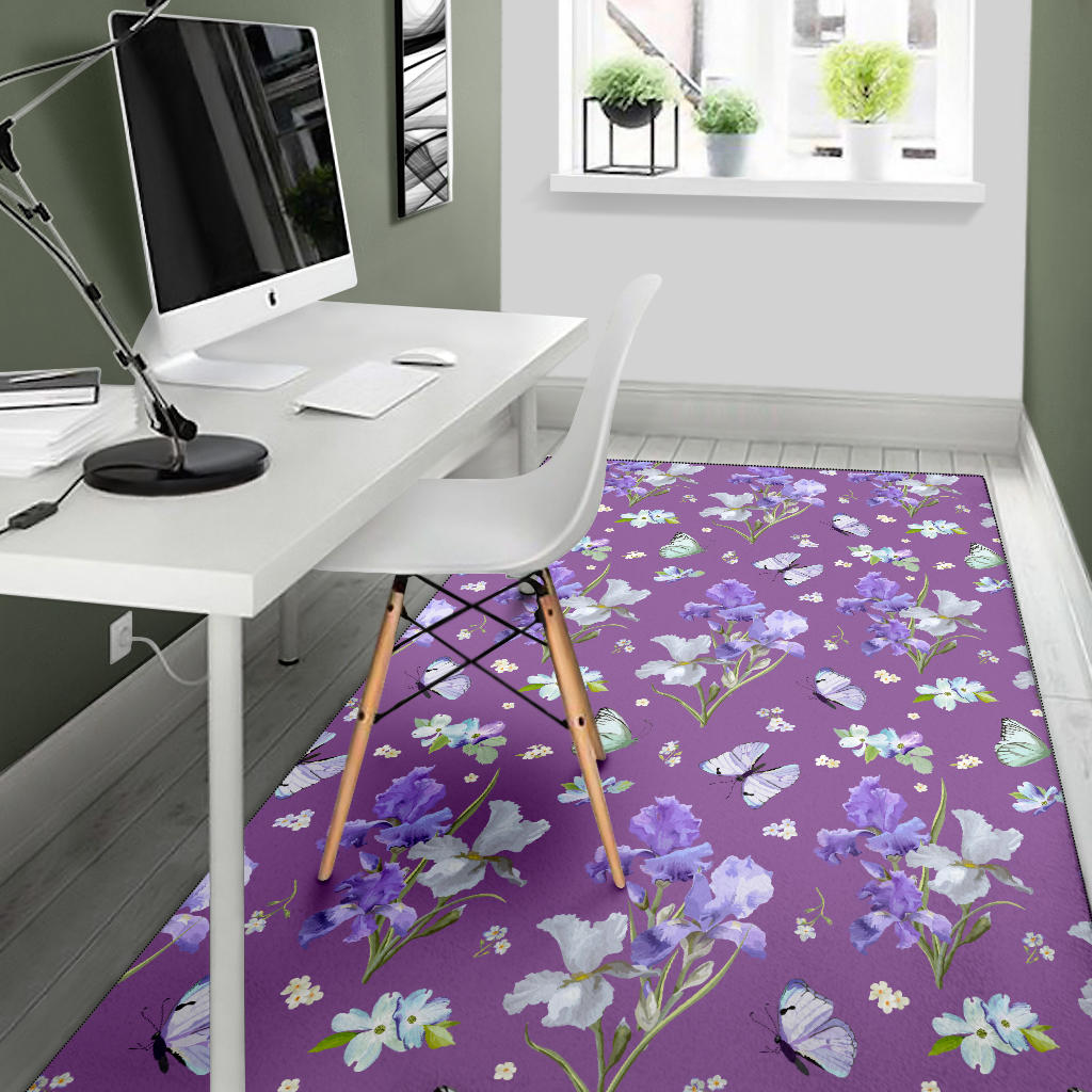 Iris Pattern Print Design IR09 Area Rugs