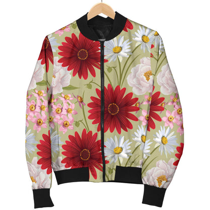 Gerberas Pattern Print Design GB07 Women Bomber Jacket