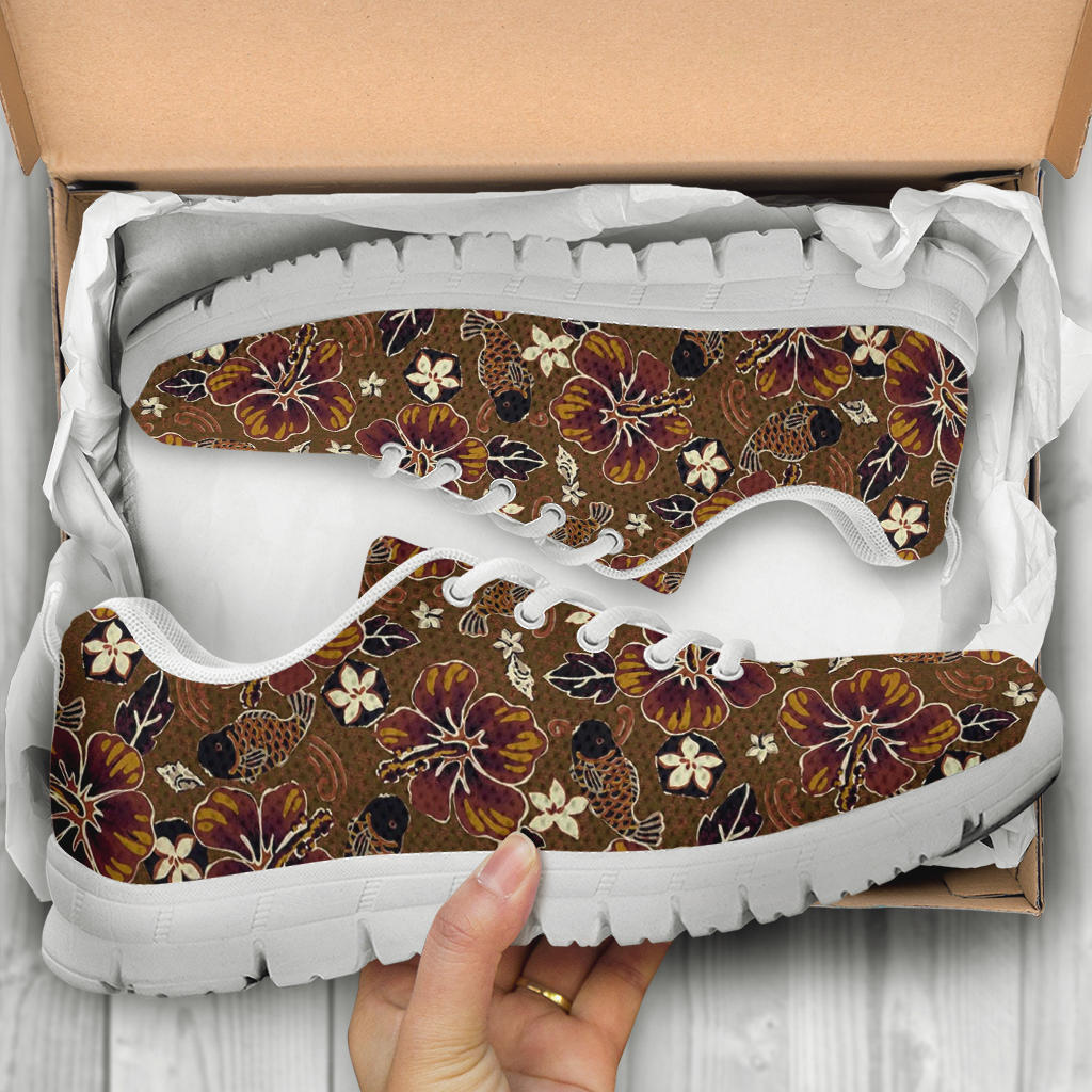 Hawaiian Themed Pattern Print Design H01 Sneakers White Bottom Shoes