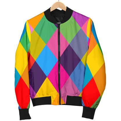 Harlequin Pattern Print Design 02 Women's Bomber Jacket