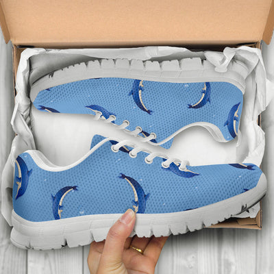 Dolphin Blue Print Sneakers White Bottom Shoes