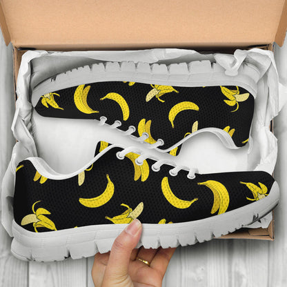 Banana Pattern Print Design BA05 Sneakers White Bottom Shoes
