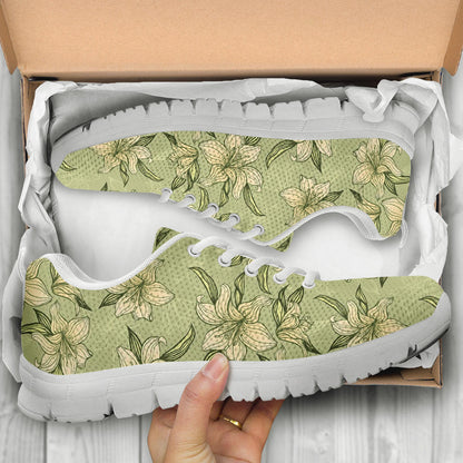Lily Pattern Print Design LY06 Sneakers White Bottom Shoes