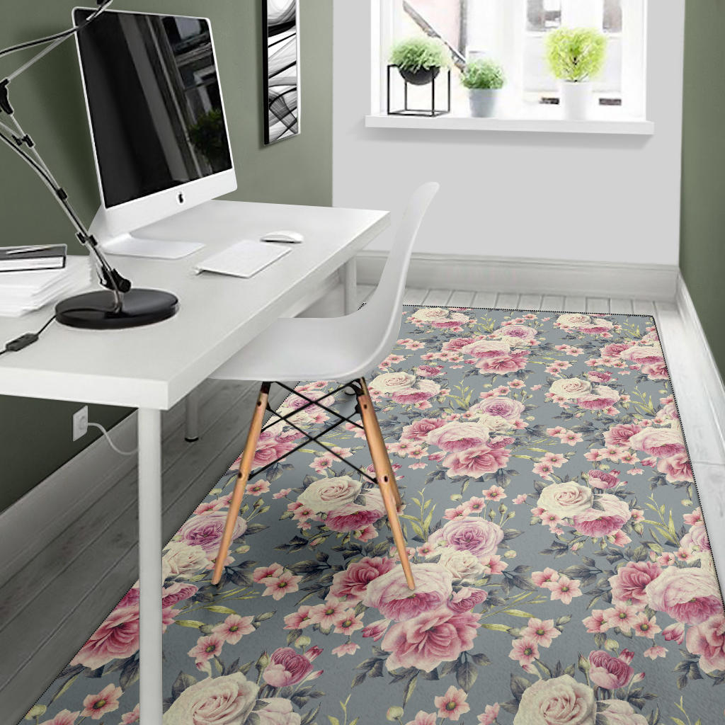 Peony Pattern Print Design PE05 Area Rugs