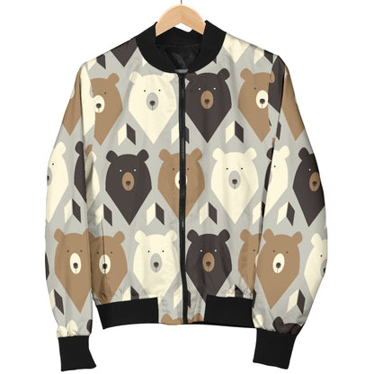 Bear Pattern Print Design 04 Women's Bomber Jacket
