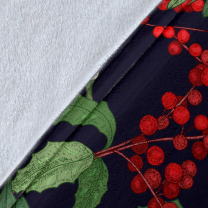 Poinsettia Pattern Print Design POT02 Fleece Blanket