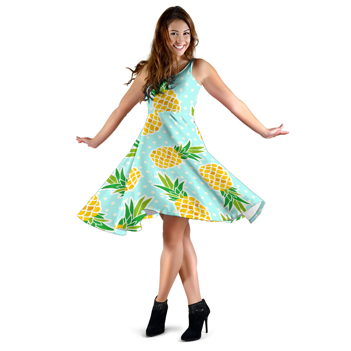 Pineapple Pattern Print Design PP01 Midi Dress