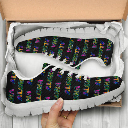 Aloha Hawaii Neon Sneakers White Bottom Shoes