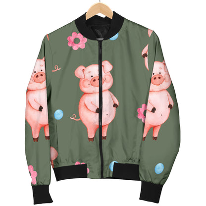 Pig Pattern Print Design 03 Women's Bomber Jacket