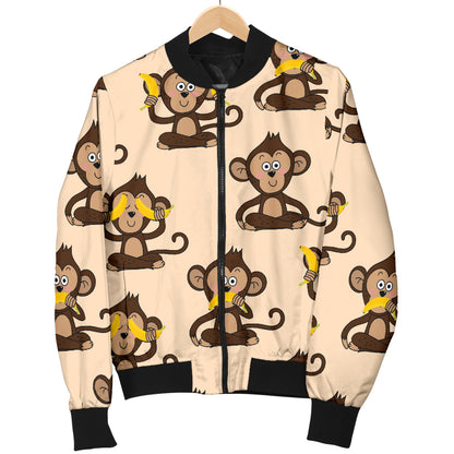 Monkey Pattern Print Design 03 Women's Bomber Jacket