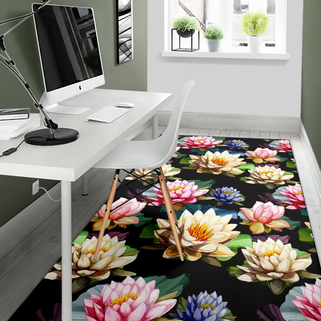 Water Lily Pattern Print Design WL02 Area Rugs