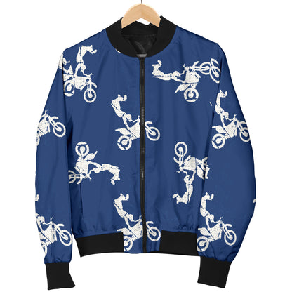 Motocross Pattern Print Design 01 Women's Bomber Jacket