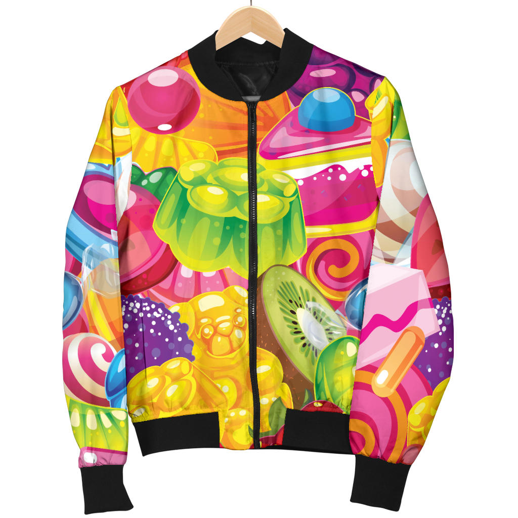 Candy Pattern Print Design CA01 Women Bomber Jacket