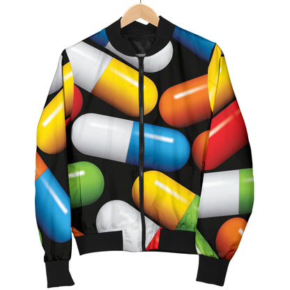 Pill Pattern Print Design A02 Women's Bomber Jacket