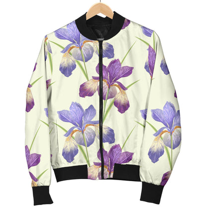 Iris Pattern Print Design IR08 Women Bomber Jacket