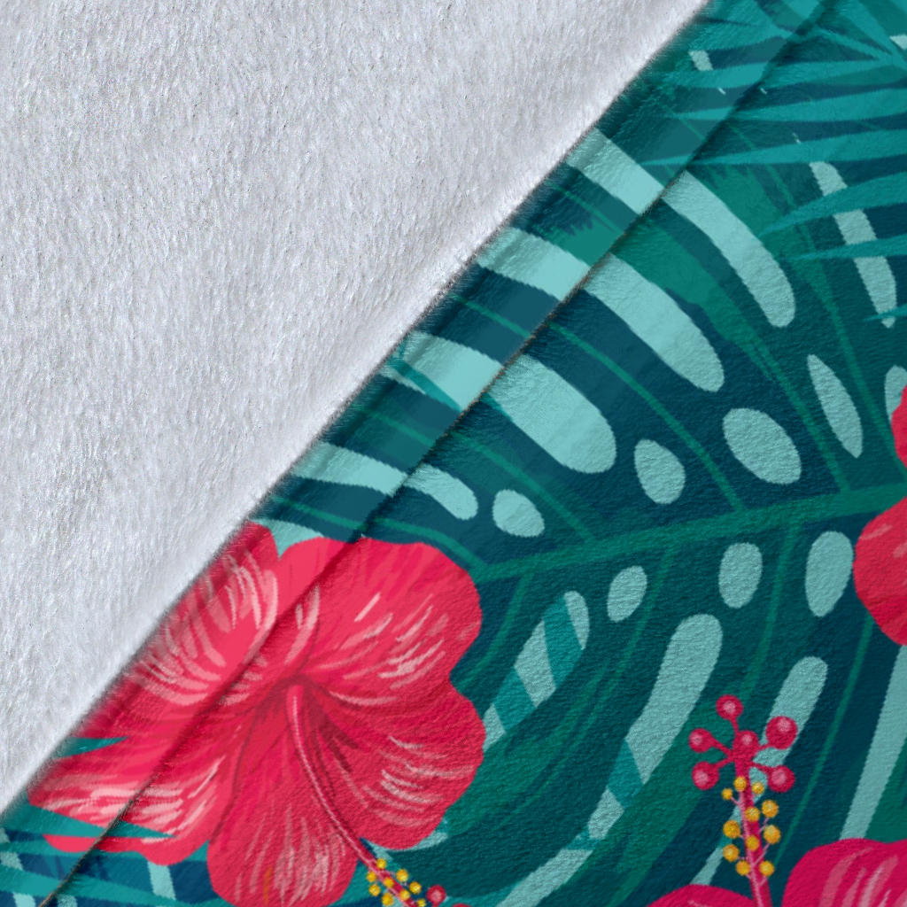 Red Hibiscus Pattern Print Design HB017 Fleece Blanket