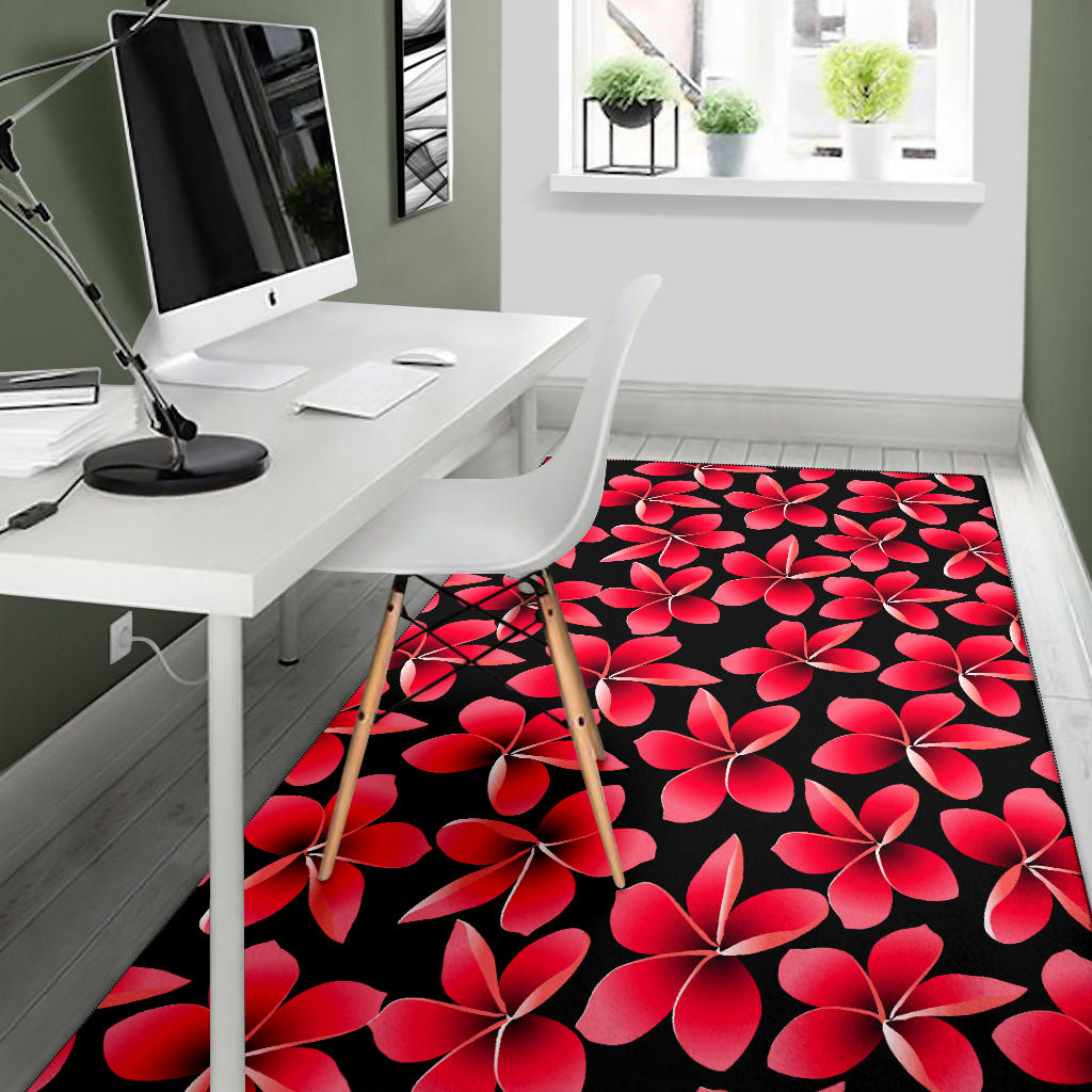 Red Plumeria Pattern Print Design PM025 Area Rugs