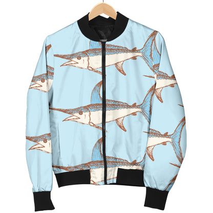 Swordfish Pattern Print Design 01 Women's Bomber Jacket