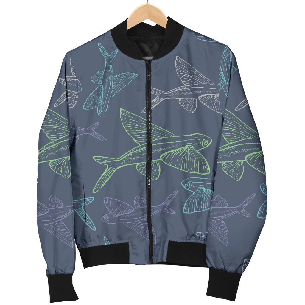Flying Fish Pattern Print Design 02 Women's Bomber Jacket
