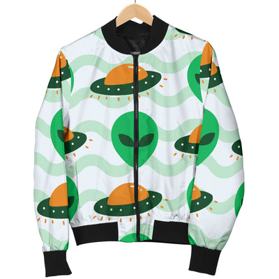 Alien UFO Pattern Print Design 04 Women's Bomber Jacket