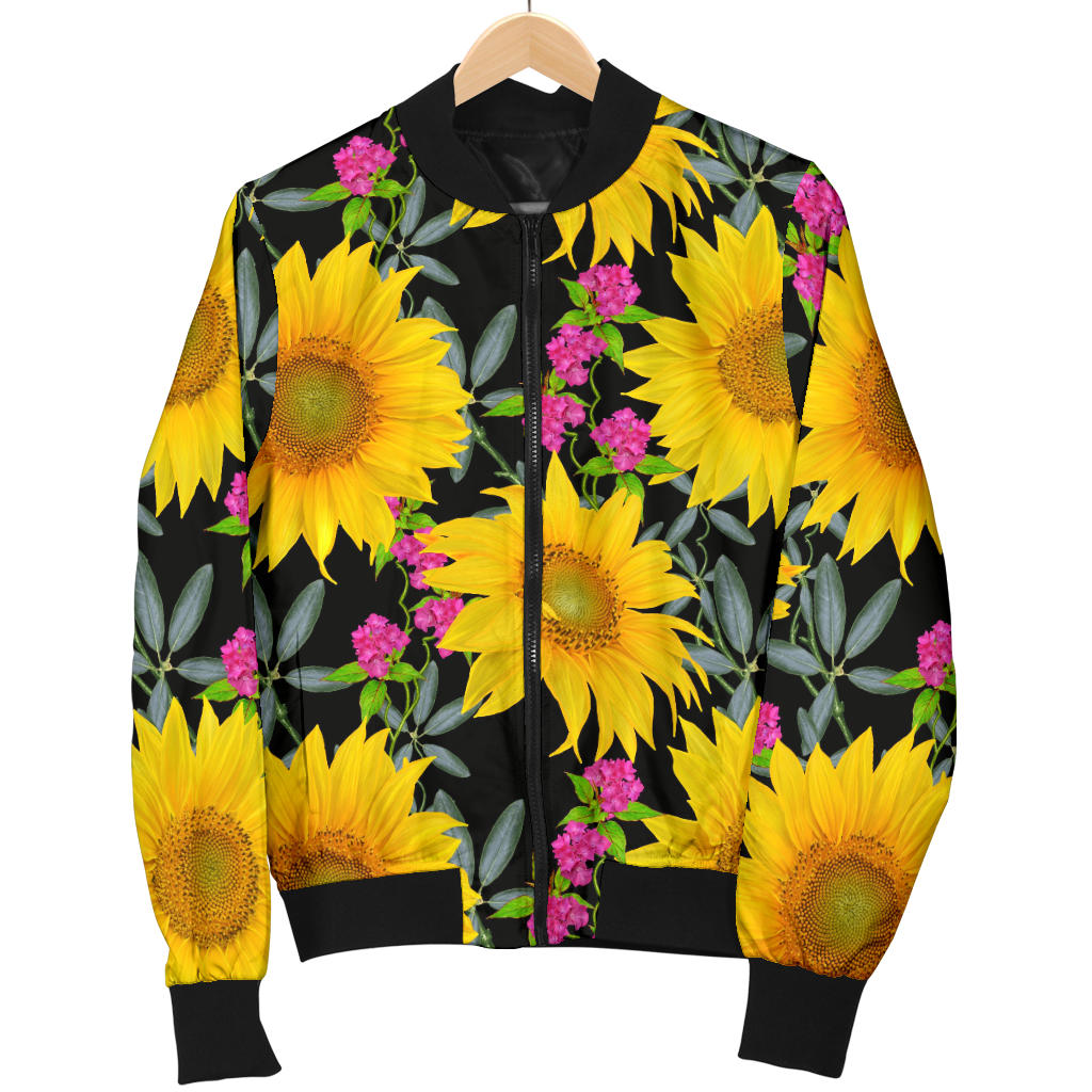Sunflower Pattern Print Design SF014 Men Bomber Jacket