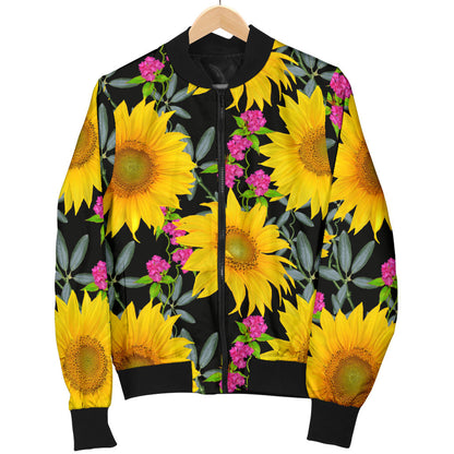 Sunflower Pattern Print Design SF014 Men Bomber Jacket
