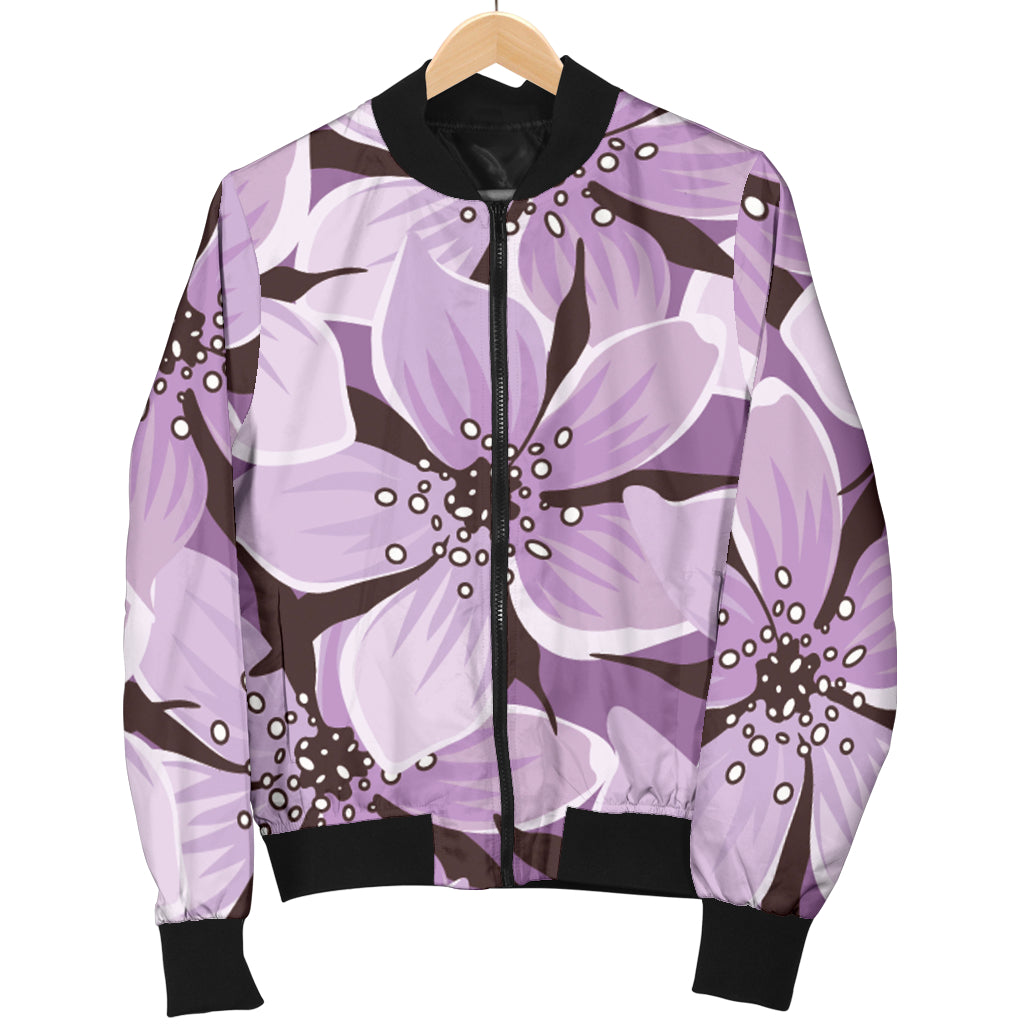 Lilac Pattern Print Design 01 Women's Bomber Jacket