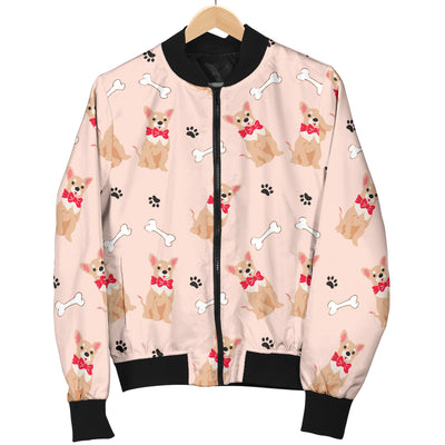 Chihuahua Pattern Print Design 04 Women's Bomber Jacket