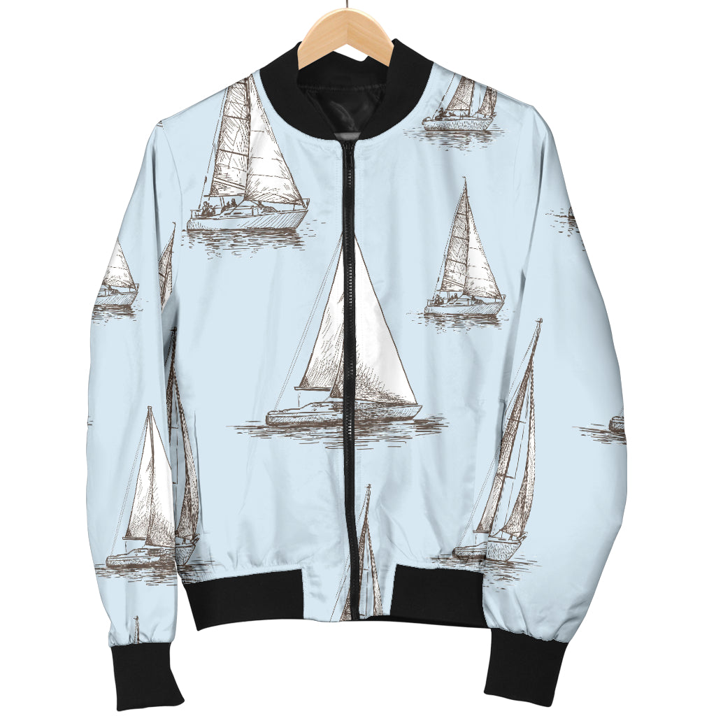 Sailing Ships Pattern Print Design A01 Women's Bomber Jacket