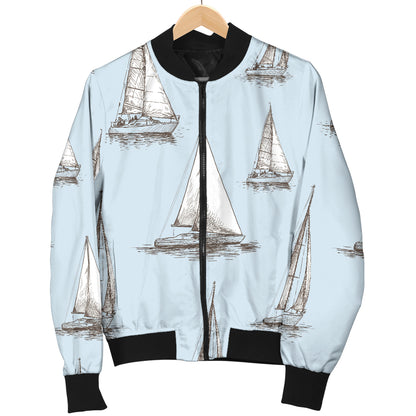 Sailing Ships Pattern Print Design A01 Women's Bomber Jacket