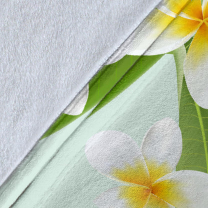 Yellow Plumeria Pattern Print Design PM024 Fleece Blanket