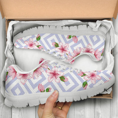 Cherry Blossom Pattern Print Design CB07 Sneakers White Bottom Shoes